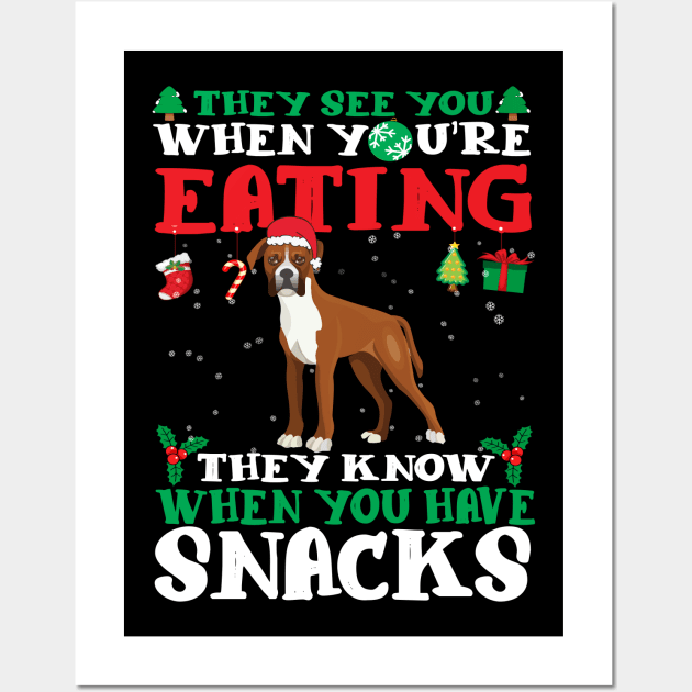 Christmas Dog Eating Snacks Wall Art by CyberpunkTees